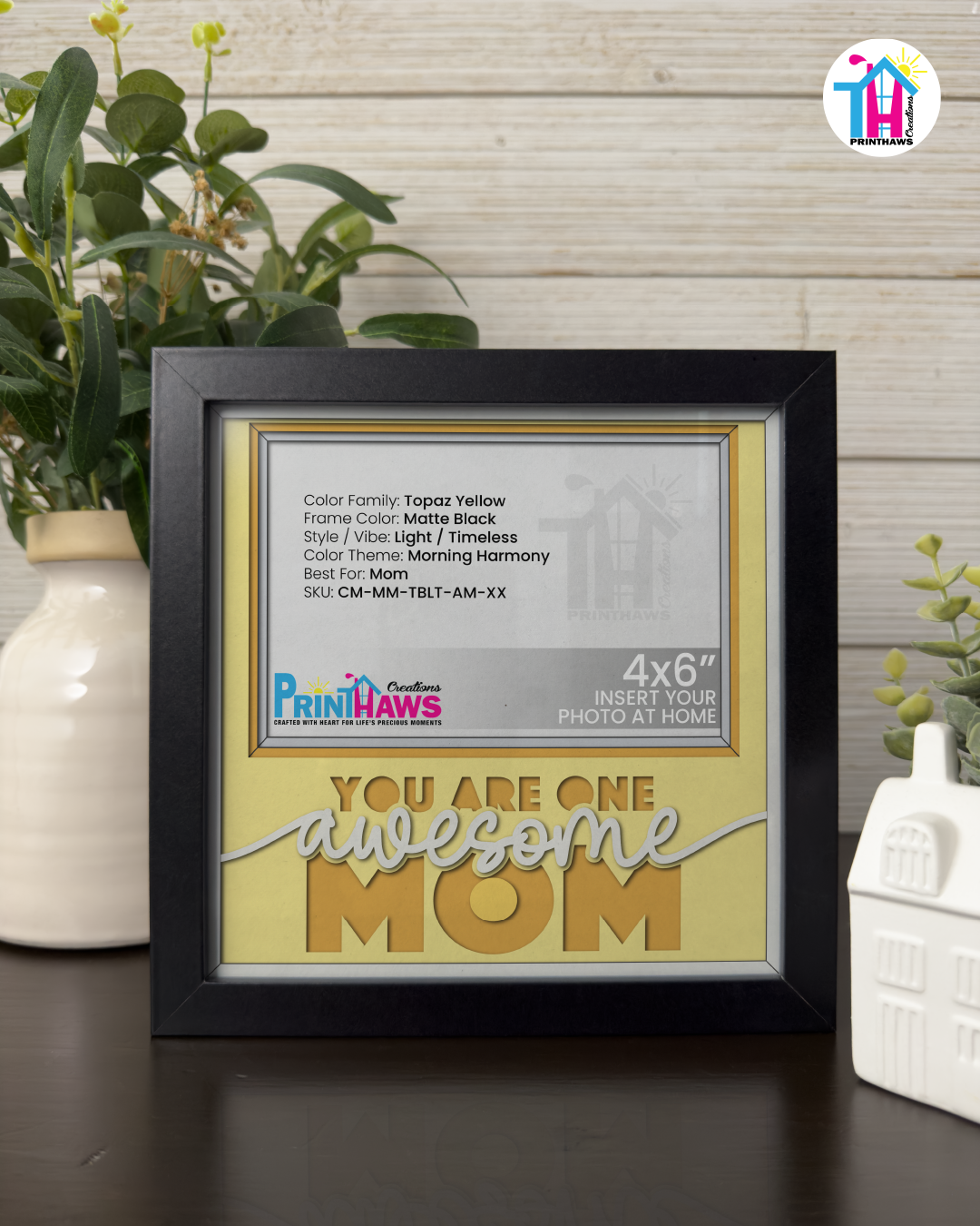 You Are One Awesome Mom - Crafted Memoirs Photo Frame By Printhaws Creations, Matte Black Frame, In A Refined Range Of Colors, 8x8 Frame Holds (4R) Photo - For Mom