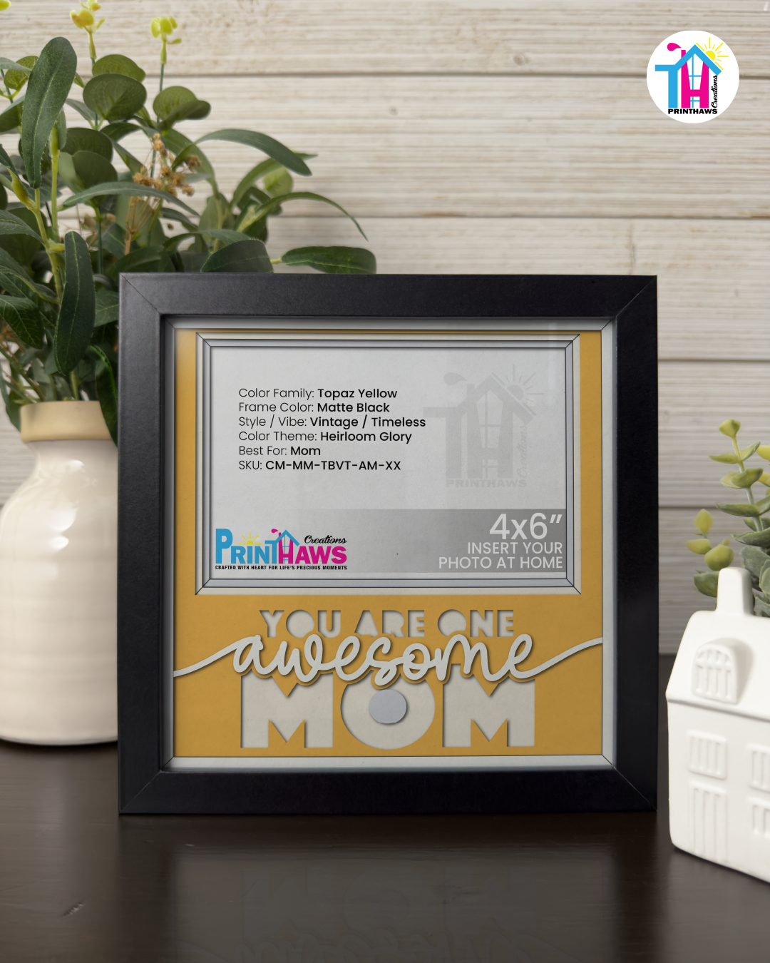 You Are One Awesome Mom - Crafted Memoirs Photo Frame By Printhaws Creations, Matte Black Frame, In A Refined Range Of Colors, 8x8 Frame Holds (4R) Photo - For Mom