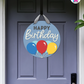 Builder Play - Birthday Door Hanger By Printhaws Creations, 16" Round Wooden Front Door Sign, Layered Hand-Painted Entryway Decor