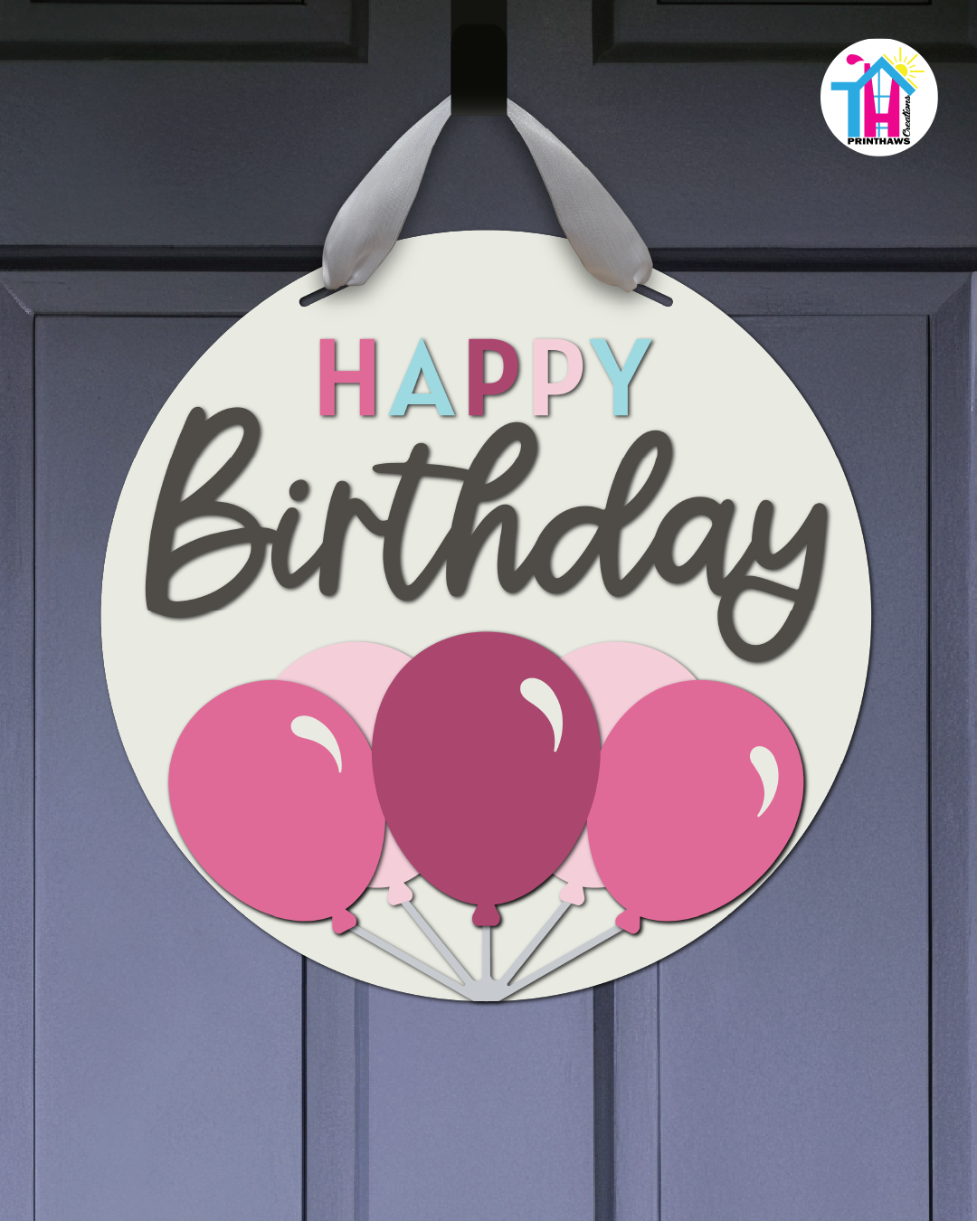 Candy Pop - Birthday Door Hanger By Printhaws Creations, 16" Round Wooden Front Door Sign, Layered Hand-Painted Entryway Decor