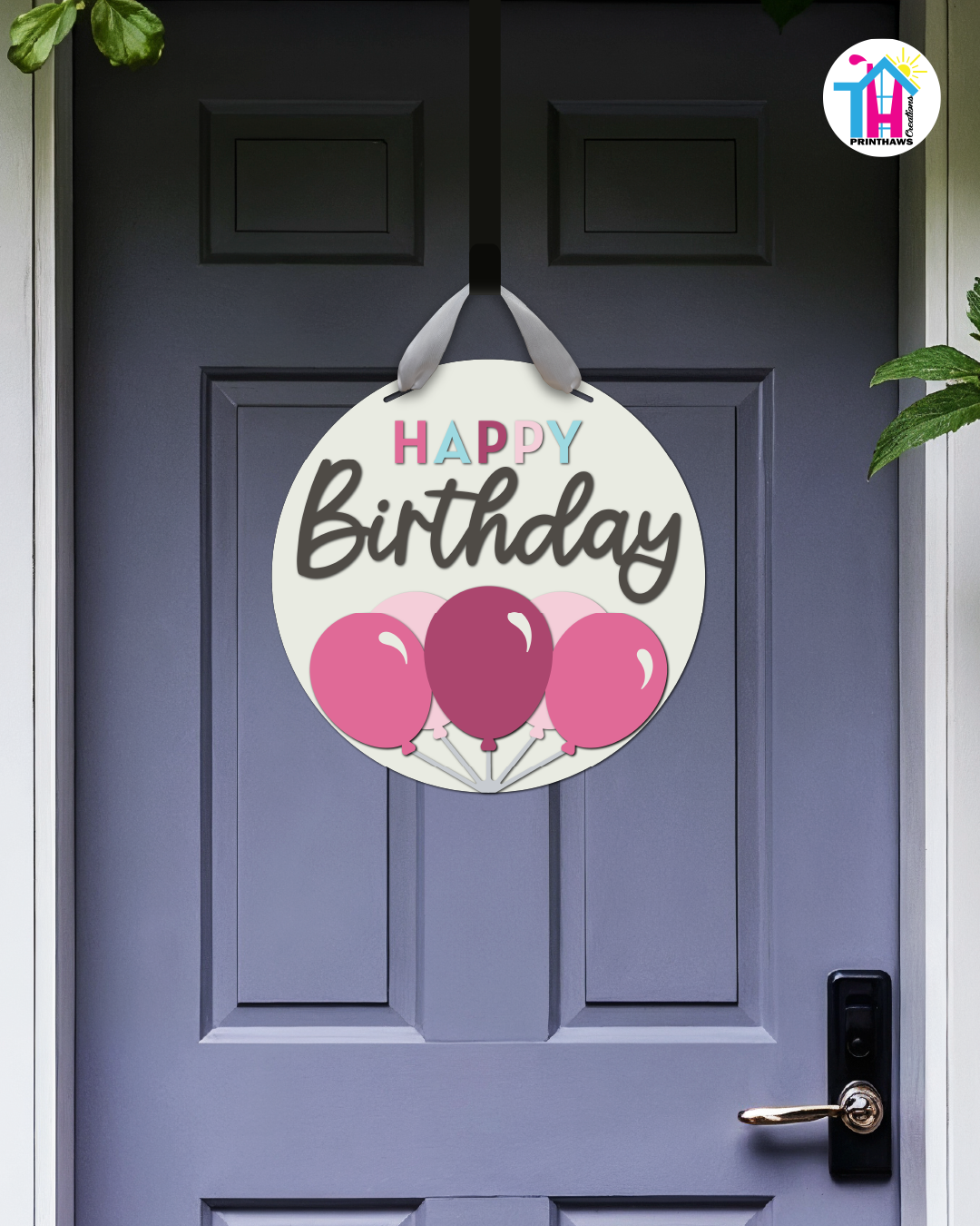 Candy Pop - Birthday Door Hanger By Printhaws Creations, 16" Round Wooden Front Door Sign, Layered Hand-Painted Entryway Decor
