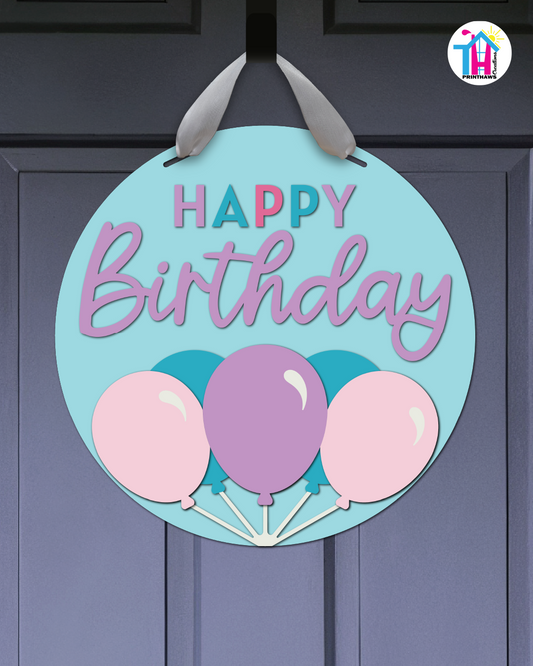 Dream Frost - Birthday Door Hanger By Printhaws Creations, 16" Round Wooden Front Door Sign, Layered Hand-Painted Entryway Decor