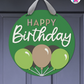 Pixel Grove - Birthday Door Hanger By Printhaws Creations, 16" Round Wooden Front Door Sign, Layered Hand-Painted Entryway Decor
