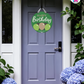 Pixel Grove - Birthday Door Hanger By Printhaws Creations, 16" Round Wooden Front Door Sign, Layered Hand-Painted Entryway Decor