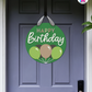 Pixel Grove - Birthday Door Hanger By Printhaws Creations, 16" Round Wooden Front Door Sign, Layered Hand-Painted Entryway Decor