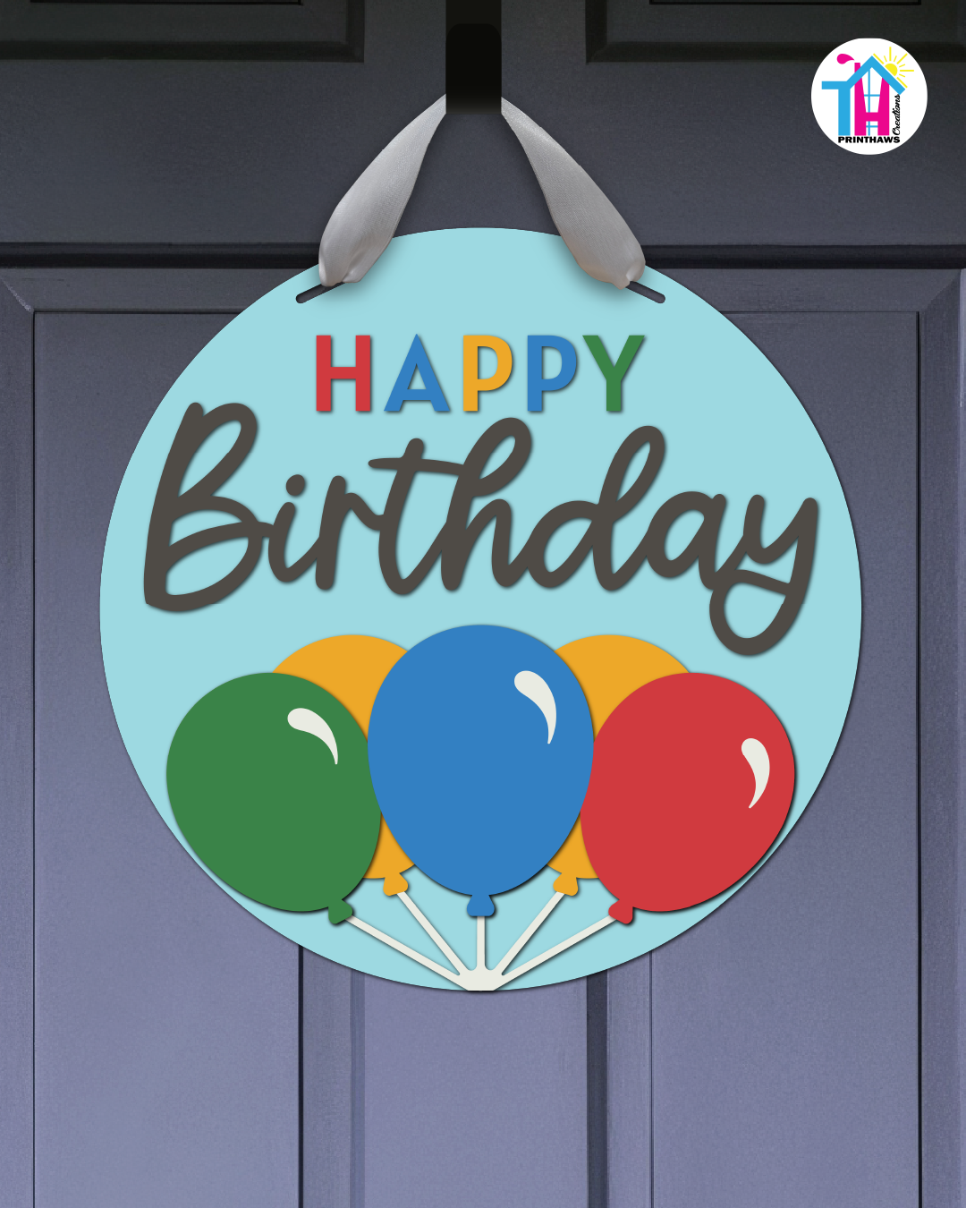 Retro Quest - Birthday Door Hanger By Printhaws Creations, 16" Round Wooden Front Door Sign, Layered Hand-Painted Entryway Decor