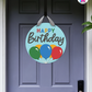 Retro Quest - Birthday Door Hanger By Printhaws Creations, 16" Round Wooden Front Door Sign, Layered Hand-Painted Entryway Decor