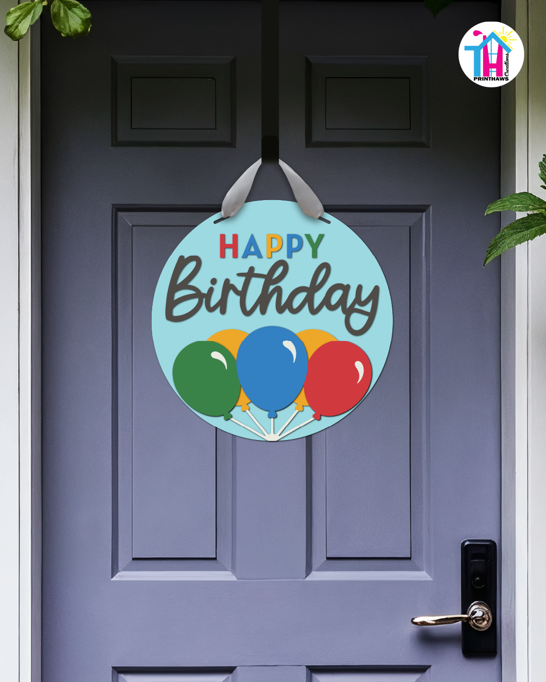 Retro Quest - Birthday Door Hanger By Printhaws Creations, 16" Round Wooden Front Door Sign, Layered Hand-Painted Entryway Decor