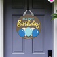 Sky Glow - Birthday Door Hanger By Printhaws Creations, 16" Round Wooden Front Door Sign, Layered Hand-Painted Entryway Decor