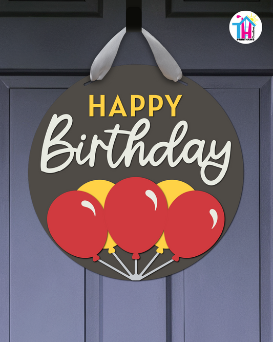 Turbo Cheer - Birthday Door Hanger By Printhaws Creations, 16" Round Wooden Front Door Sign, Layered Hand-Painted Entryway Decor