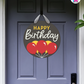 Turbo Cheer - Birthday Door Hanger By Printhaws Creations, 16" Round Wooden Front Door Sign, Layered Hand-Painted Entryway Decor