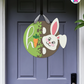 Bunny - Easter Door Hanger By Printhaws Creations, 16" Round Wooden Front Door Sign, Layered Hand-Painted Entryway Decor