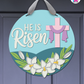 Cross - Easter Door Hanger By Printhaws Creations, 16" Round Wooden Front Door Sign, Layered Hand-Painted Entryway Decor