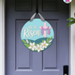 Cross - Easter Door Hanger By Printhaws Creations, 16" Round Wooden Front Door Sign, Layered Hand-Painted Entryway Decor
