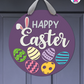 Eggs - Easter Door Hanger By Printhaws Creations, 16" Round Wooden Front Door Sign, Layered Hand-Painted Entryway Decor