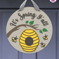 Bee - Spring Door Hanger By Printhaws Creations, 16" Round Wooden Front Door Sign, Layered Hand-Painted Entryway Decor