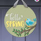 Blue Bird - Spring Door Hanger By Printhaws Creations, 16" Round Wooden Front Door Sign, Layered Hand-Painted Entryway Decor