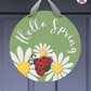 Ladybug - Spring Door Hanger By Printhaws Creations, 16" Round Wooden Front Door Sign, Layered Hand-Painted Entryway Decor