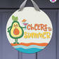 Avocado - Summer Door Hanger By Printhaws Creations, 16" Round Wooden Front Door Sign, Layered Hand-Painted Entryway Decor