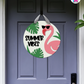 Flamingo - Summer Door Hanger By Printhaws Creations, 16" Round Wooden Front Door Sign, Layered Hand-Painted Entryway Decor