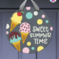 Ice Cream - Summer Door Hanger By Printhaws Creations, 16" Round Wooden Front Door Sign, Layered Hand-Painted Entryway Decor