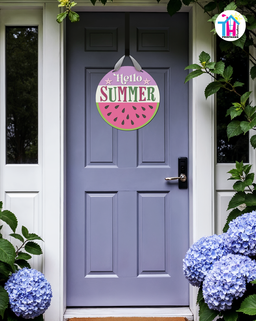 Watermelon - Summer Door Hanger By Printhaws Creations, 16" Round Wooden Front Door Sign, Layered Hand-Painted Entryway Decor