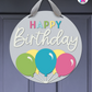 Confetti Bright - Birthday Door Hanger By Printhaws Creations, 16" Round Wooden Front Door Sign, Layered Hand-Painted Entryway Decor
