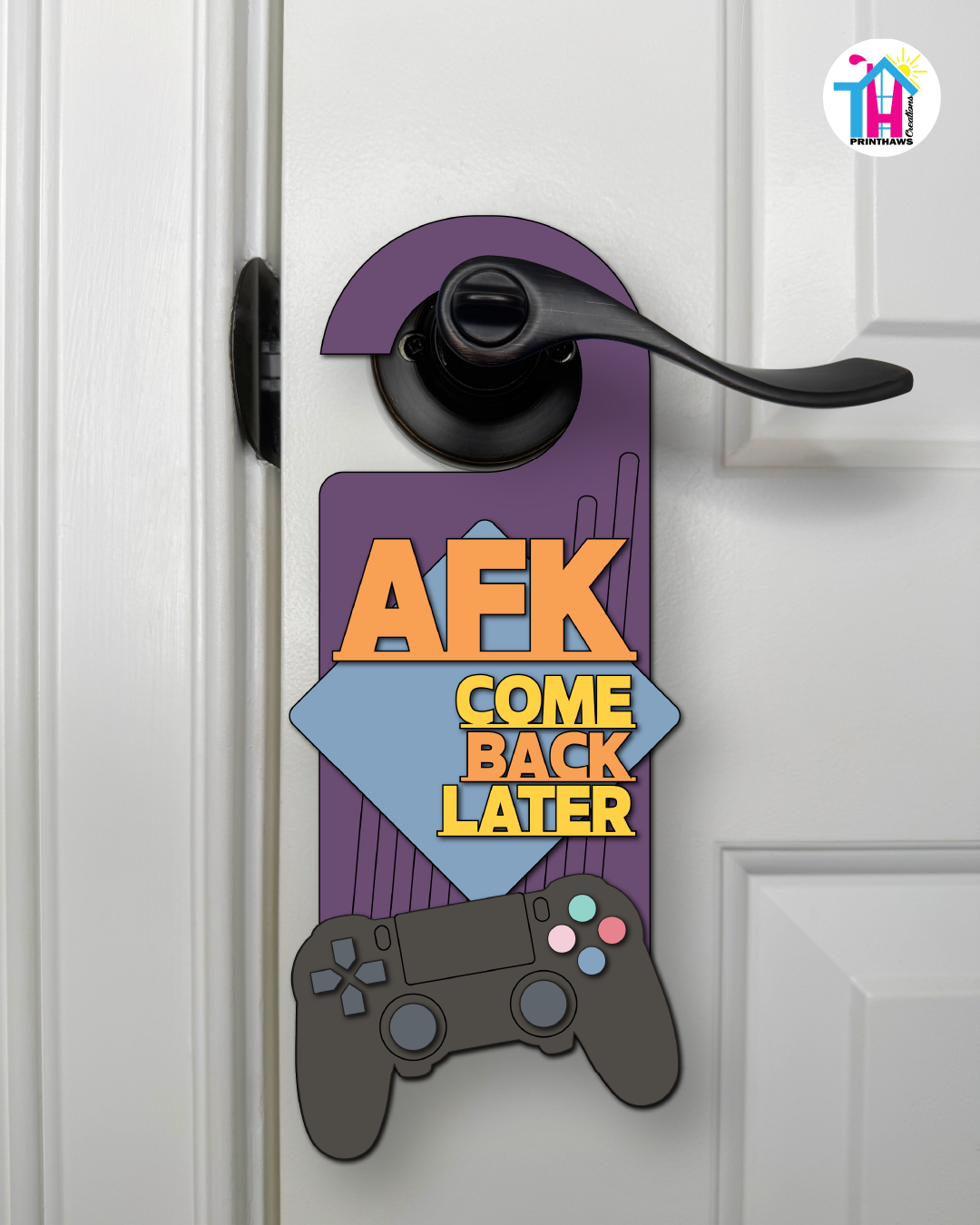 AFK. Come Back Later. – Gamer Doorknob Sign By Printhaws Creations, Wooden Room Sign With Console-Inspired Controller Accent