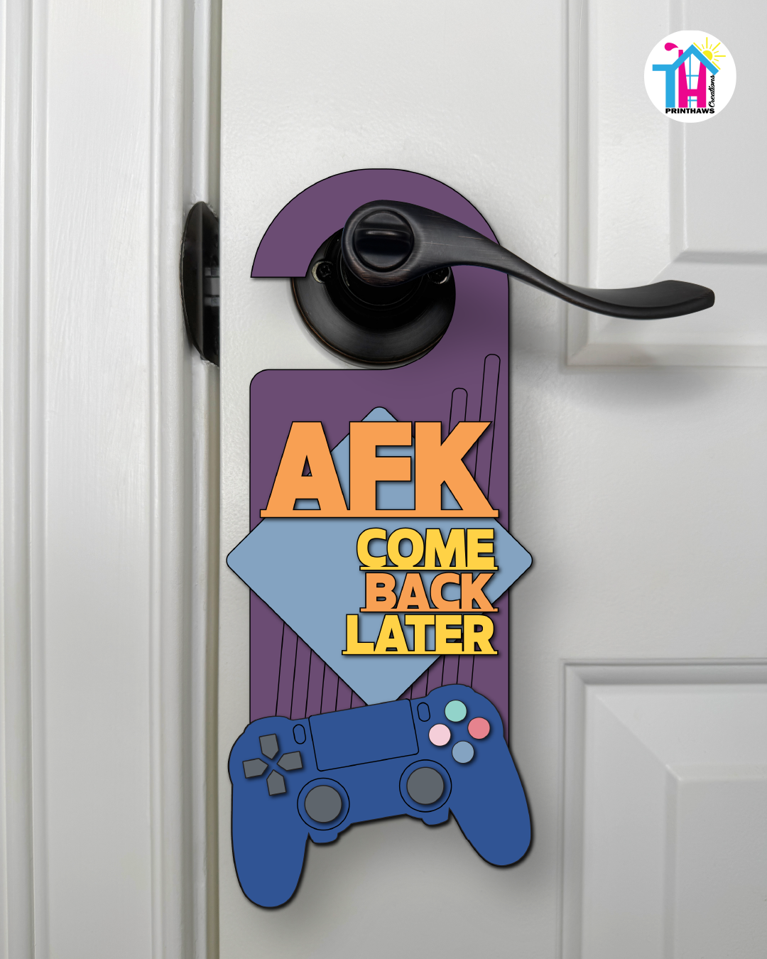 AFK. Come Back Later. – Gamer Doorknob Sign By Printhaws Creations, Wooden Room Sign With Console-Inspired Controller Accent