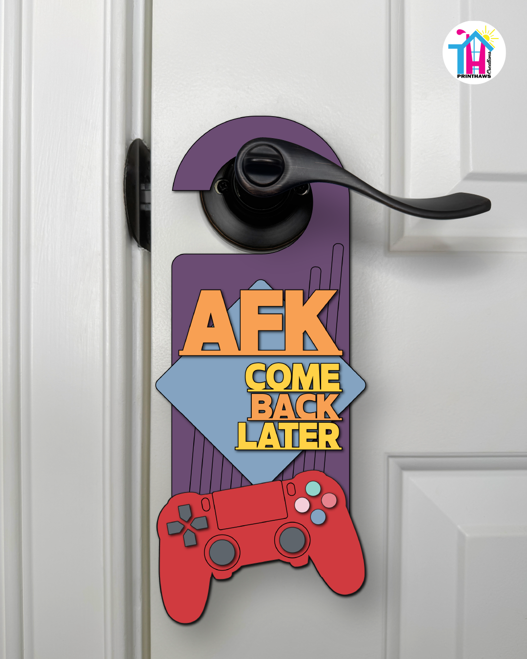 AFK. Come Back Later. – Gamer Doorknob Sign By Printhaws Creations, Wooden Room Sign With Console-Inspired Controller Accent