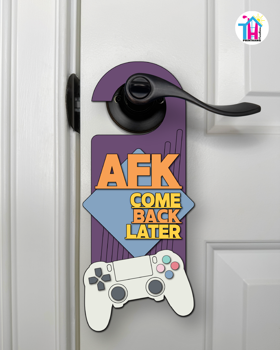 AFK. Come Back Later. – Gamer Doorknob Sign By Printhaws Creations, Wooden Room Sign With Console-Inspired Controller Accent