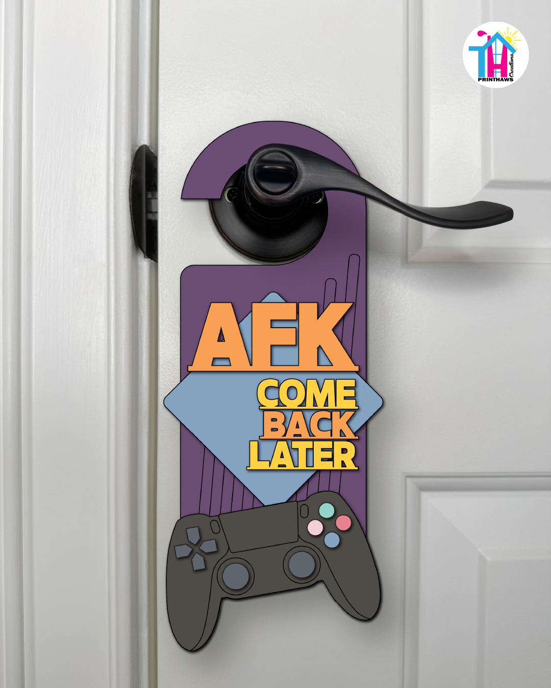 AFK. Come Back Later. – Gamer Doorknob Sign By Printhaws Creations, Wooden Room Sign With Console-Inspired Controller Accent