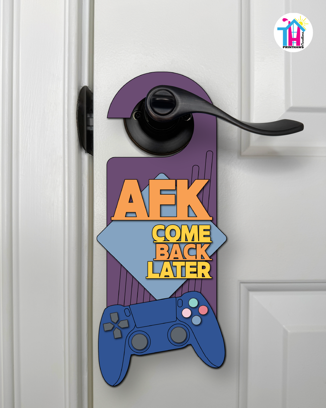 AFK. Come Back Later. – Gamer Doorknob Sign By Printhaws Creations, Wooden Room Sign With Console-Inspired Controller Accent