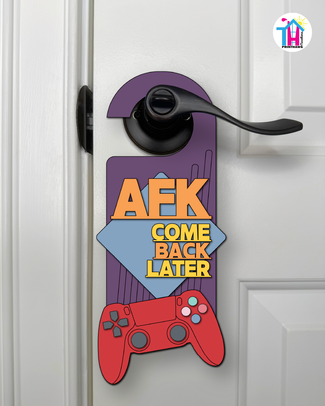 AFK. Come Back Later. – Gamer Doorknob Sign By Printhaws Creations, Wooden Room Sign With Console-Inspired Controller Accent