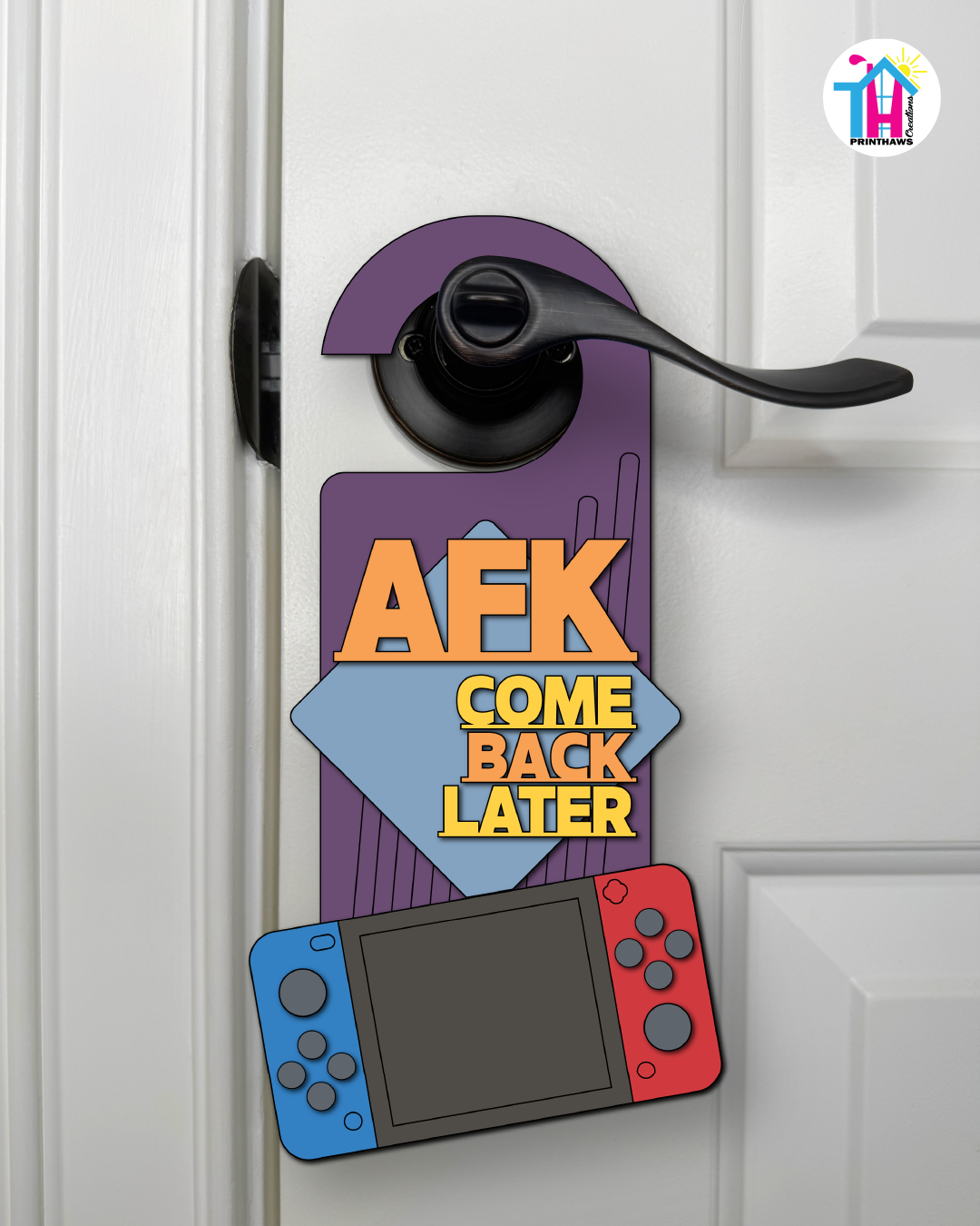 AFK. Come Back Later. – Gamer Doorknob Sign By Printhaws Creations, Wooden Room Sign With Console-Inspired Controller Accent