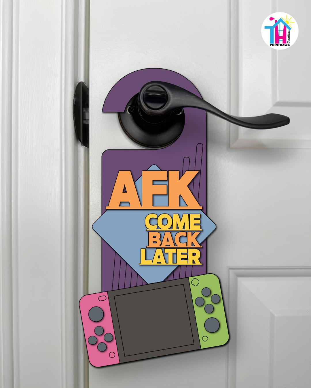 AFK. Come Back Later. – Gamer Doorknob Sign By Printhaws Creations, Wooden Room Sign With Console-Inspired Controller Accent