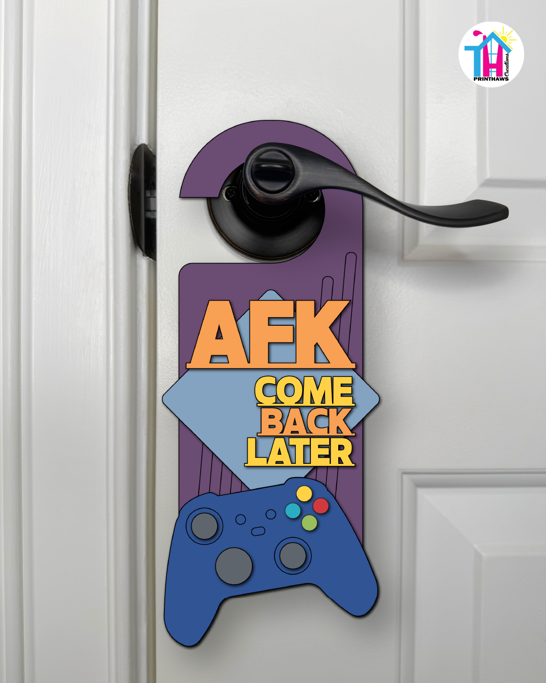 AFK. Come Back Later. – Gamer Doorknob Sign By Printhaws Creations, Wooden Room Sign With Console-Inspired Controller Accent