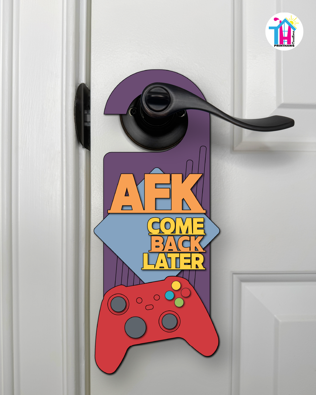 AFK. Come Back Later. – Gamer Doorknob Sign By Printhaws Creations, Wooden Room Sign With Console-Inspired Controller Accent