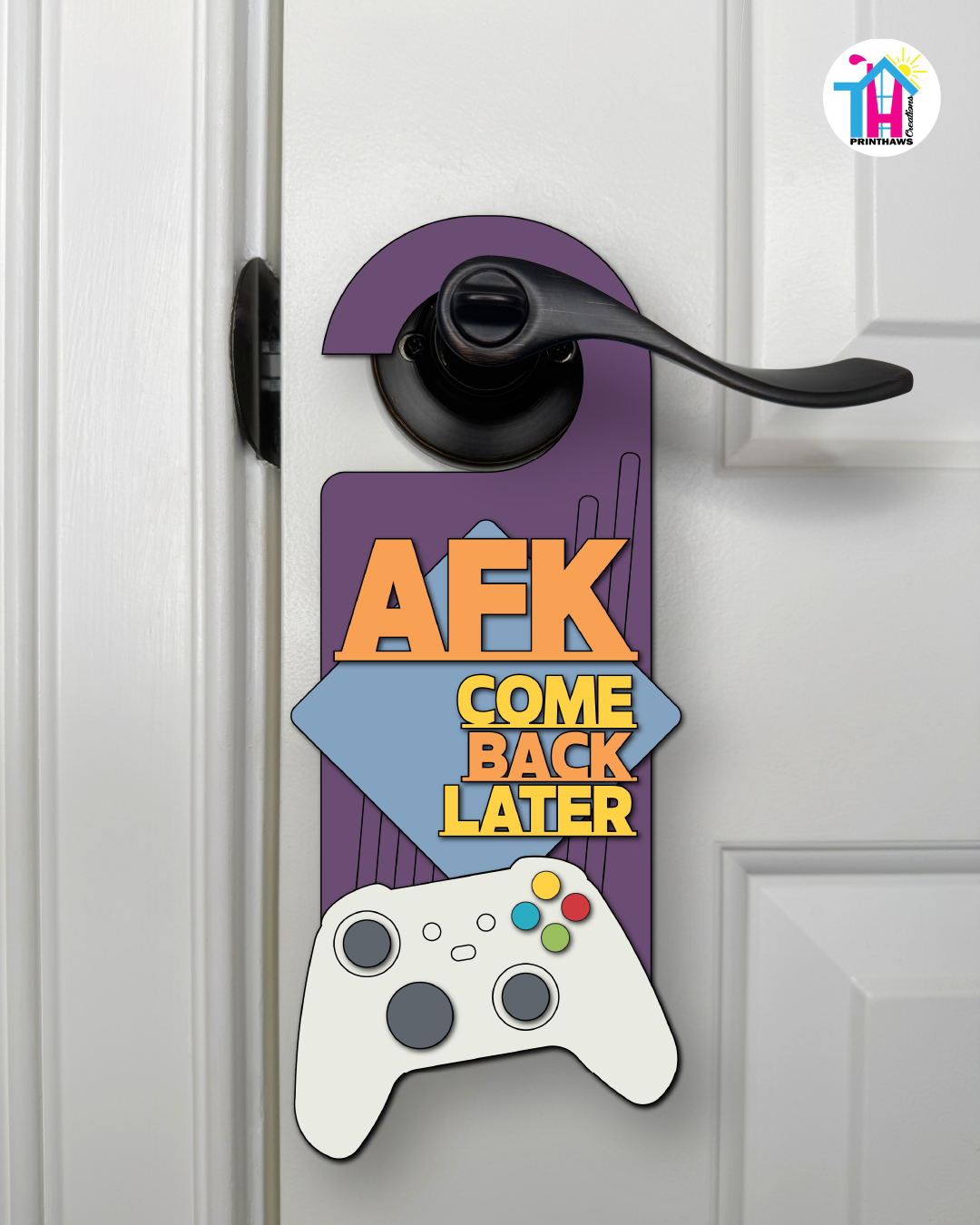 AFK. Come Back Later. – Gamer Doorknob Sign By Printhaws Creations, Wooden Room Sign With Console-Inspired Controller Accent