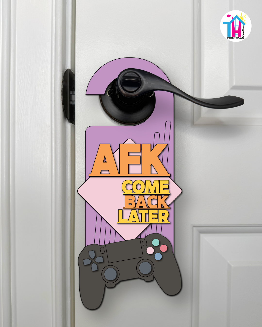 AFK. Come Back Later. – Gamer Doorknob Sign By Printhaws Creations, Wooden Room Sign With Console-Inspired Controller Accent