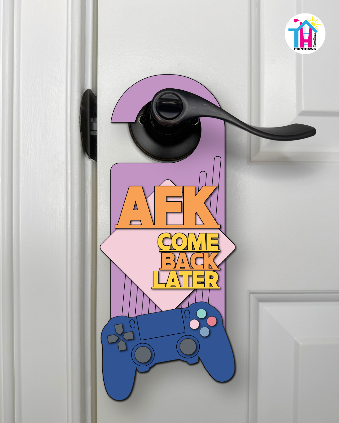 AFK. Come Back Later. – Gamer Doorknob Sign By Printhaws Creations, Wooden Room Sign With Console-Inspired Controller Accent