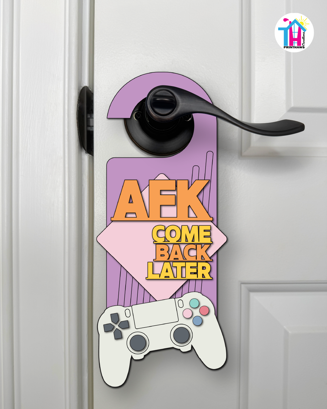 AFK. Come Back Later. – Gamer Doorknob Sign By Printhaws Creations, Wooden Room Sign With Console-Inspired Controller Accent