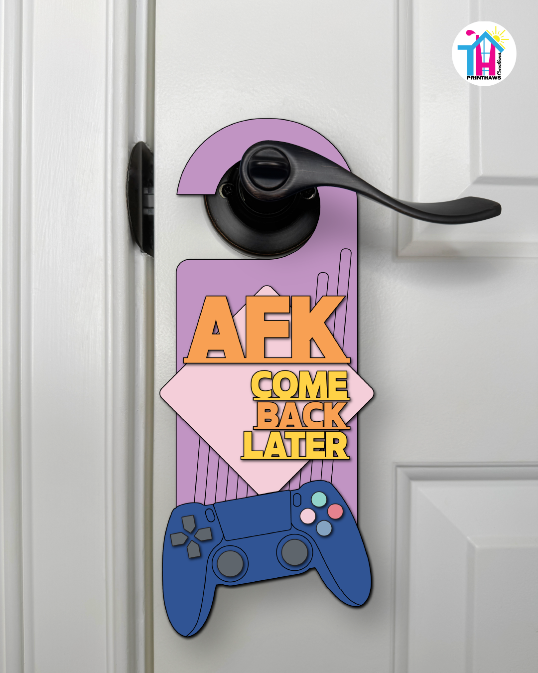 AFK. Come Back Later. – Gamer Doorknob Sign By Printhaws Creations, Wooden Room Sign With Console-Inspired Controller Accent