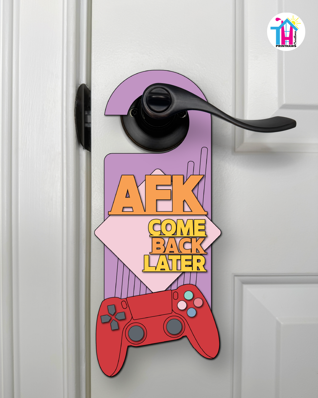 AFK. Come Back Later. – Gamer Doorknob Sign By Printhaws Creations, Wooden Room Sign With Console-Inspired Controller Accent