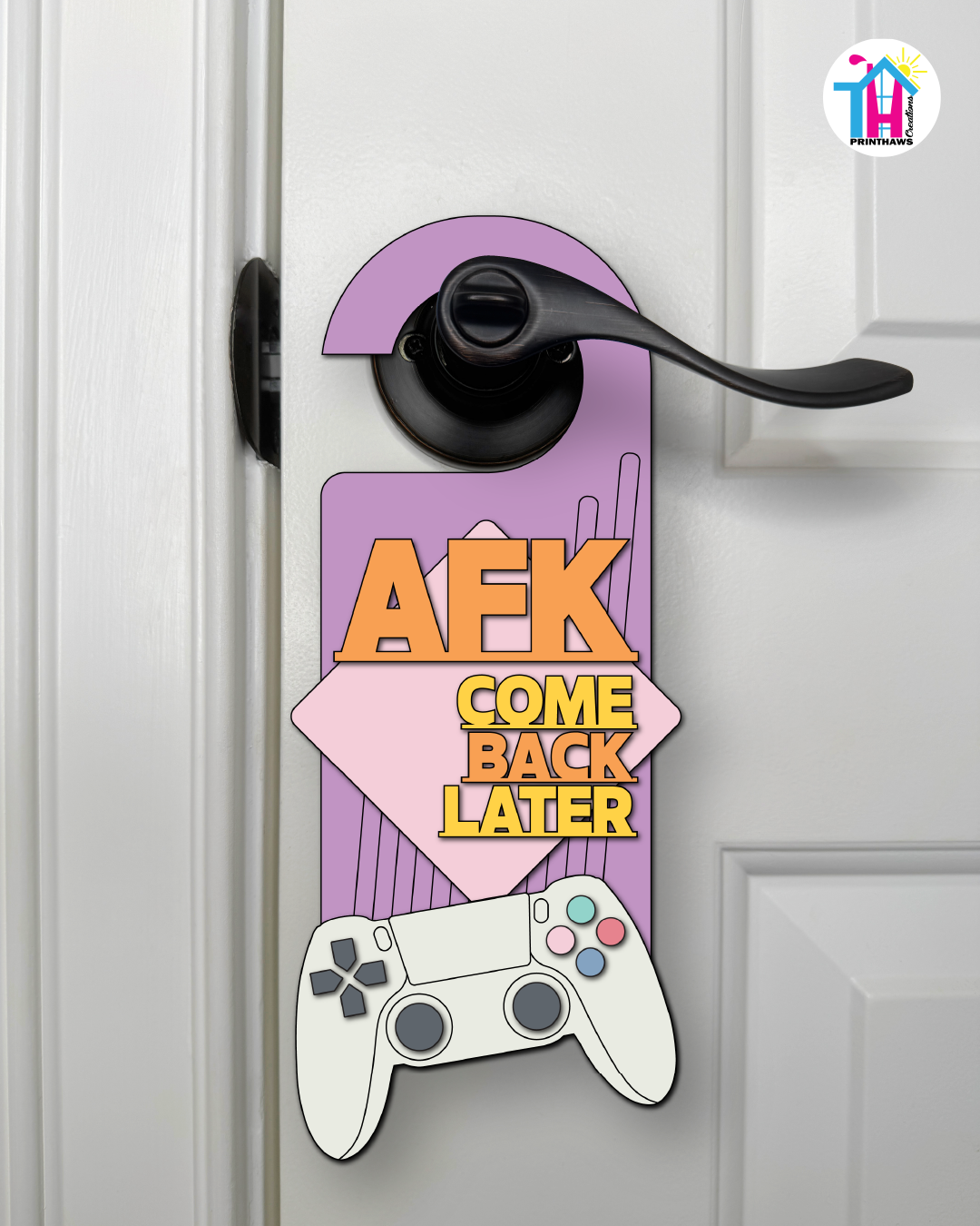 AFK. Come Back Later. – Gamer Doorknob Sign By Printhaws Creations, Wooden Room Sign With Console-Inspired Controller Accent