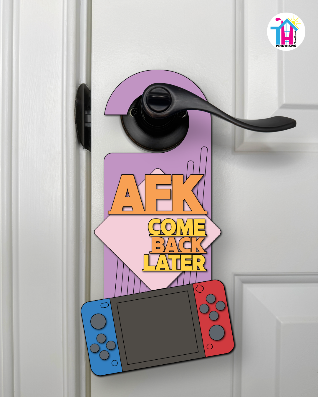 AFK. Come Back Later. – Gamer Doorknob Sign By Printhaws Creations, Wooden Room Sign With Console-Inspired Controller Accent