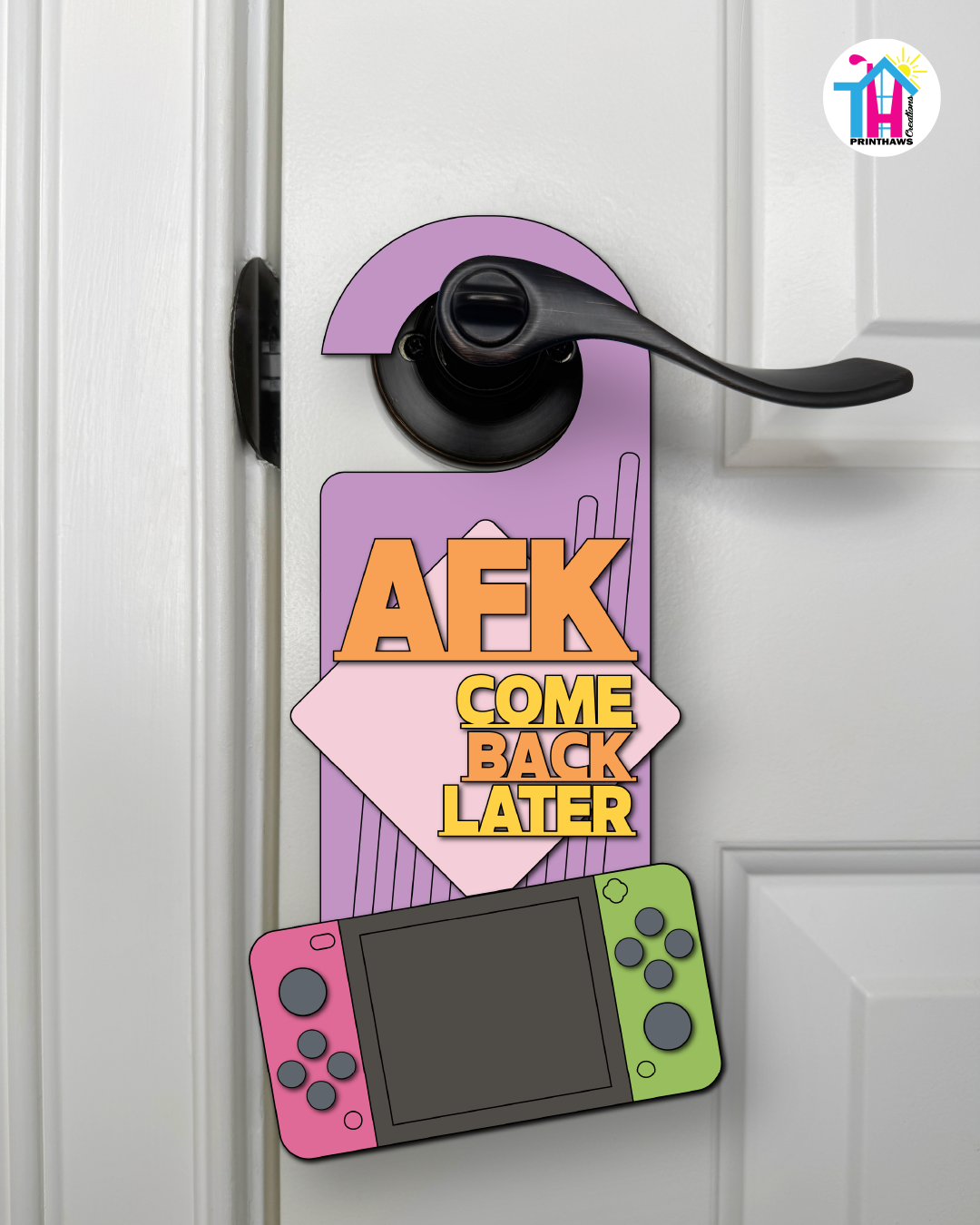 AFK. Come Back Later. – Gamer Doorknob Sign By Printhaws Creations, Wooden Room Sign With Console-Inspired Controller Accent