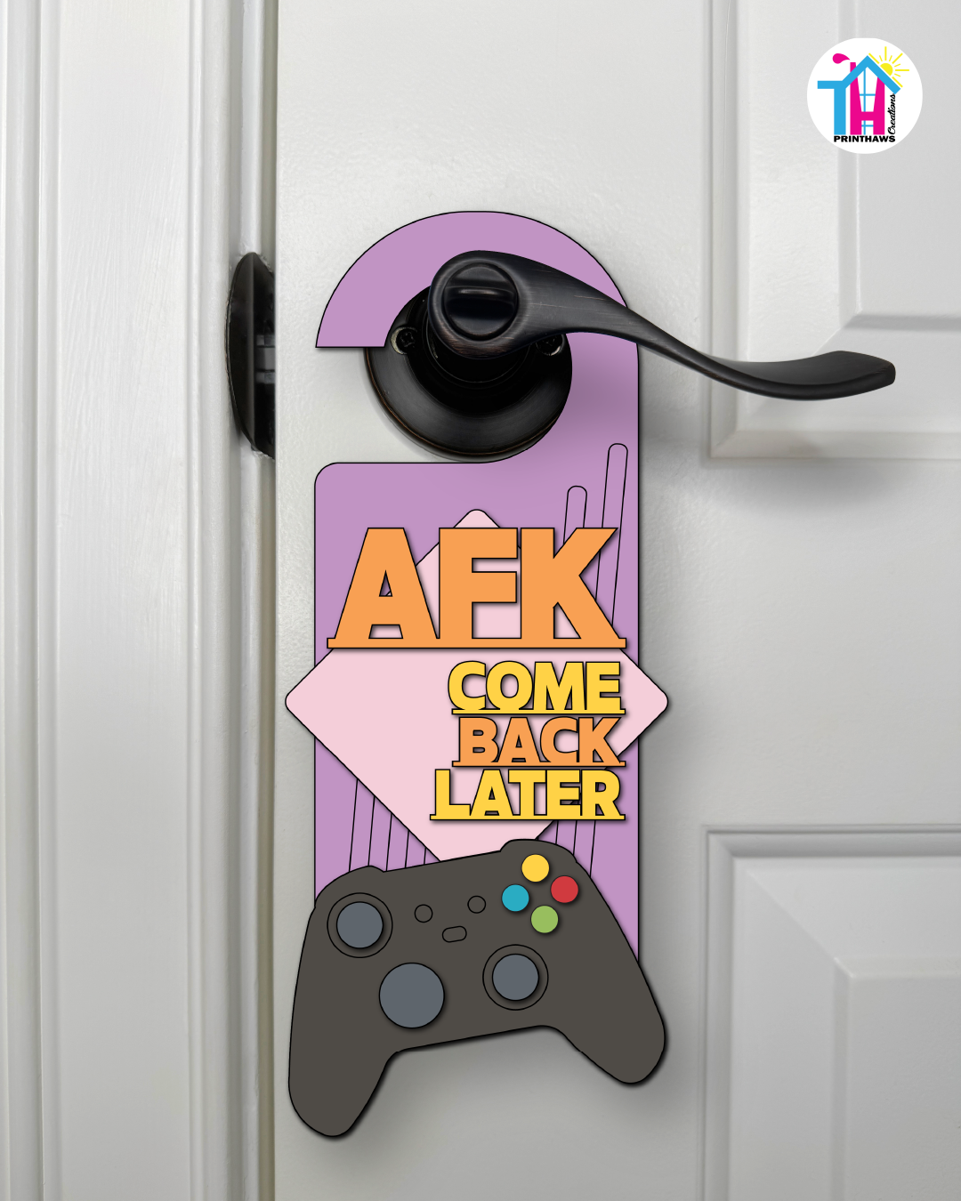 AFK. Come Back Later. – Gamer Doorknob Sign By Printhaws Creations, Wooden Room Sign With Console-Inspired Controller Accent