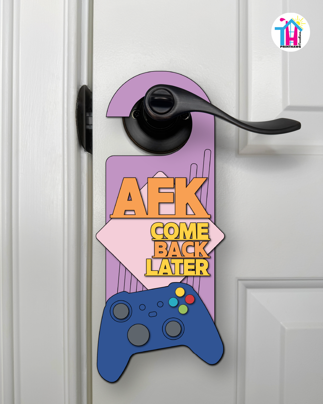 AFK. Come Back Later. – Gamer Doorknob Sign By Printhaws Creations, Wooden Room Sign With Console-Inspired Controller Accent