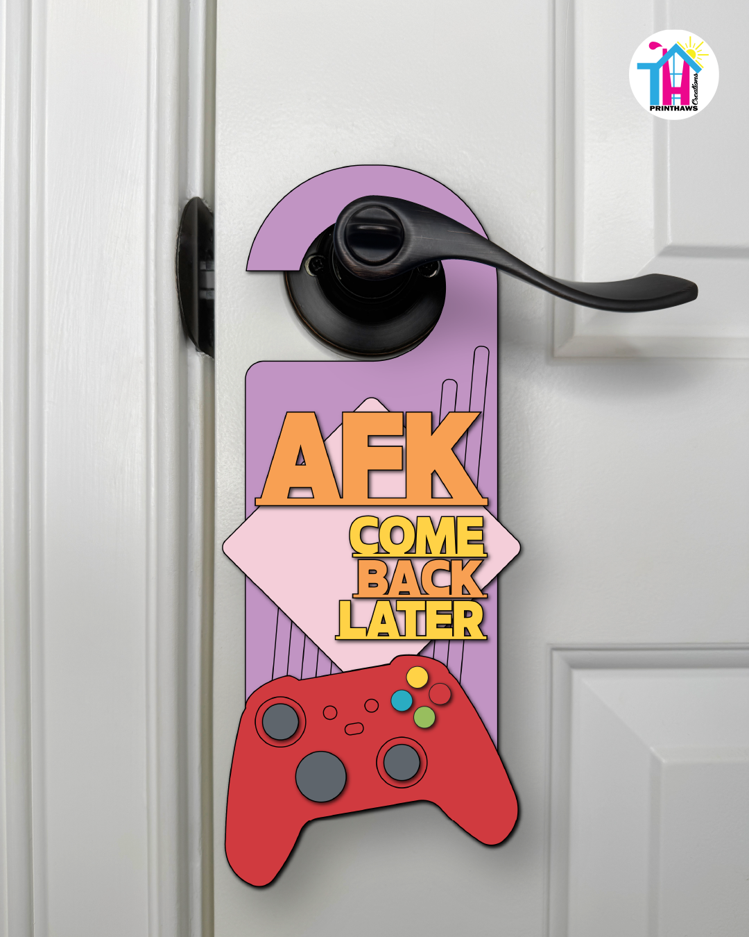 AFK. Come Back Later. – Gamer Doorknob Sign By Printhaws Creations, Wooden Room Sign With Console-Inspired Controller Accent
